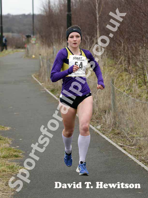 Sarah McDonald brings Jarrow in to contention senior womens Elswick Road Relays.
